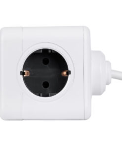 GloboStar® TRAVEL PowerCube PRO Certified 79644 Πολύπριζο 5 Θέσεων με 1.5m Kαλώδιο - 5 Πρίζες Ασφαλείας Childproof EU Schuko AC 220-240V Μ7.5 x Π7.5 x Υ7.5 - Λευκό με Γκρι - Max Load 3680W/16A 21 79644 7