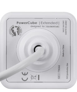GloboStar® TRAVEL PowerCube PRO Certified 79644 Πολύπριζο 5 Θέσεων με 1.5m Kαλώδιο - 5 Πρίζες Ασφαλείας Childproof EU Schuko AC 220-240V Μ7.5 x Π7.5 x Υ7.5 - Λευκό με Γκρι - Max Load 3680W/16A 22 79644 8