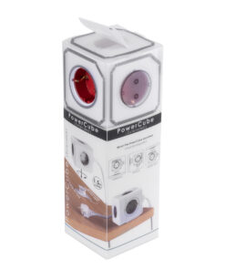 GloboStar® TRAVEL PowerCube PRO Certified 79645 Πολύπριζο 5 Θέσεων με 1.5m Kαλώδιο - 5 Πρίζες Ασφαλείας Childproof EU Schuko AC 220-240V Μ7.5 x Π11.5 x Υ7.5 - Λευκό με Κόκκινο - Max Load 3680W/16A 24 79645 10