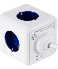 GloboStar® TRAVEL PowerCube PRO Certified 79646 Πολύπριζο 5 Θέσεων με 1.5m Kαλώδιο - 5 Πρίζες Ασφαλείας Childproof EU Schuko AC 220-240V Μ7.5 x Π11.5 x Υ7.5 - Λευκό με Μπλε - Max Load 3680W/16A 19 79646 3