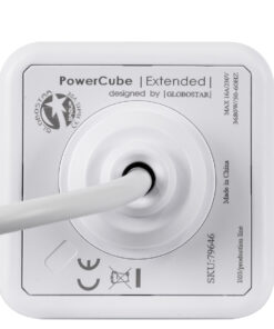 GloboStar® TRAVEL PowerCube PRO Certified 79646 Πολύπριζο 5 Θέσεων με 1.5m Kαλώδιο - 5 Πρίζες Ασφαλείας Childproof EU Schuko AC 220-240V Μ7.5 x Π11.5 x Υ7.5 - Λευκό με Μπλε - Max Load 3680W/16A 24 79646 8