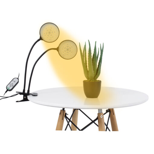 GloboStar® GloboStar® 79651 Grow Light Hydro Spectrum LED Φωτιστικό Ανάπτυξης Υδροπονικών Φυτών Γλάστρας με 2 Κινούμενες Κεφαλές & Βάση Clip SMD 2835 10W 160° DC 5V IP20 με Dimmer & Timer Εσωτερικού Χώρου για Κάλυψη Επιφάνειας 0.6m x 0.6m Πλήρους Φάσματος Φωτισμού