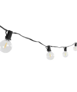 GloboStar® GLOBOSTAR® TWILIGHT 79667 Μοντέρνο Φωτιστικό Κήπου Γιρλάντα 7.7m με 15 Λάμπες & IR Ασύρματο Χειριστήριο LED 9W 810lm 360° DC 3.7V με Ενσωματωμένο Φωτοβολταϊκό Panel 5.5V 1.5W & Επαναφορτιζόμενη Μπαταρία Li-ion 3.6V 1x18650 2200mAh Αδιάβροχο IP65 Θερμό Λευκό 2700Κ Dimmable - Sanan SMD Chip - Μαύρο & Διάφανο - Μ770 x Π4 x Υ7cm - 2 Χρόνια Εγγύηση