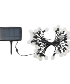 GLOBOSTAR® TWILIGHT 79668 Μοντέρνο Φωτιστικό Κήπου Γιρλάντα 10.5m με 30 Λάμπες & IR Ασύρματο Χειριστήριο LED 18W 1620lm 360° DC 3.7V με Ενσωματωμένο Φωτοβολταϊκό Panel 5.5V 3W & Επαναφορτιζόμενη Μπαταρία Li-ion 3.6V 2x18650 4400mAh Αδιάβροχο IP65 Θερμό Λευκό 2700Κ Dimmable - Sanan SMD Chip - Μαύρο & Διάφανο - Μ1050 x Π4 x Υ7cm - 2 Χρόνια Εγγύηση 22 79668 10