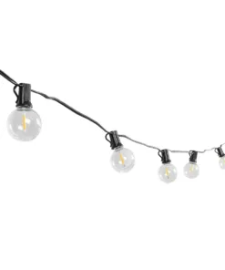 GloboStar® GLOBOSTAR® TWILIGHT 79668 Μοντέρνο Φωτιστικό Κήπου Γιρλάντα 10.5m με 30 Λάμπες & IR Ασύρματο Χειριστήριο LED 18W 1620lm 360° DC 3.7V με Ενσωματωμένο Φωτοβολταϊκό Panel 5.5V 3W & Επαναφορτιζόμενη Μπαταρία Li-ion 3.6V 2x18650 4400mAh Αδιάβροχο IP65 Θερμό Λευκό 2700Κ Dimmable - Sanan SMD Chip - Μαύρο & Διάφανο - Μ1050 x Π4 x Υ7cm - 2 Χρόνια Εγγύηση