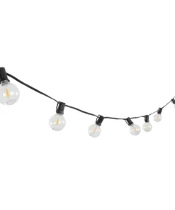 GloboStar® GLOBOSTAR® TWILIGHT 79669 Μοντέρνο Φωτιστικό Κήπου Γιρλάντα 14.5m με 50 Λάμπες LED 30W 2700lm 360° DC 3.6V με Ενσωματωμένο Φωτοβολταϊκό Panel 5.5V 5W & Επαναφορτιζόμενη Μπαταρία Li-ion 3.7V 3x18650 6600mAh Αδιάβροχο IP65 Θερμό Λευκό 2700Κ Dimmable - Sanan SMD Chip - Μαύρο & Διάφανο - Μ1450 x Π4 x Υ7cm - 2 Χρόνια Εγγύηση