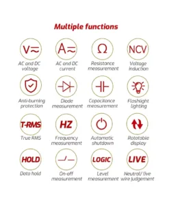 GloboStar® 79693 Ψηφιακό Φορητό Πολύμετρο TASI TA802A με Θήκη Προστασίας Μαύρο 33 79693 13