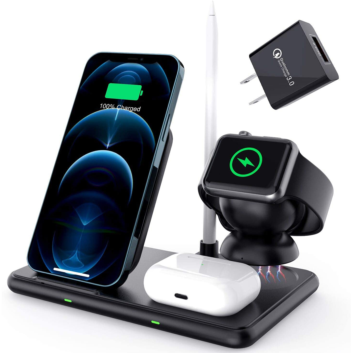 GloboStar® 79699 Επιτραπέζια Σταθερή Βάση Ασύρματης Φόρτισης Fast Charging για Κινητά - Earphones - Smart Watches - Pencil 4 Καναλιών - 1 Channel 15W Max (Phone) - 2 Channel 3W (Airpod) - 3 Channel 2W (Watch) - 4 Channel 2W (Pencil) 7 GloboStar® 79699 Επιτραπέζια Σταθερή Βάση Ασύρματης Φόρτισης Fast Charging για Κινητά - Earphones - Smart Watches - Pencil 4 Καναλιών - 1 Channel 15W Max (Phone) - 2 Channel 3W (Airpod) - 3 Channel 2W (Watch) - 4 Channel 2W (Pencil) - Image 6