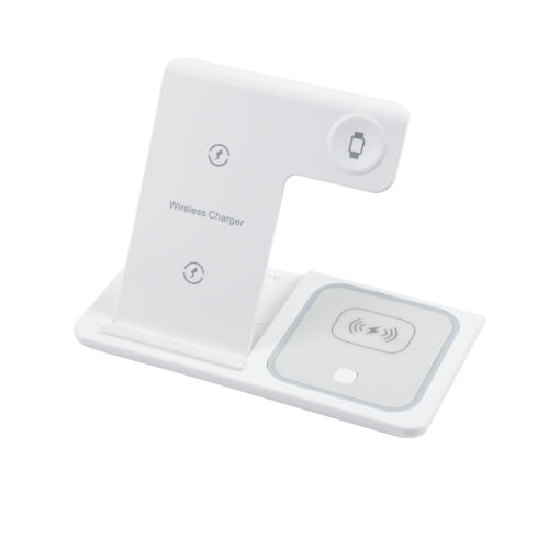 GloboStar® GloboStar® 79706 Επιτραπέζια Σταθερή Βάση Ασύρματης Φόρτισης Fast Charging για Κινητά - Earphones - Smart Watches 15W Max - Λευκό