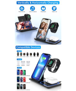 GloboStar® 79707 Επιτραπέζια Σταθερή Βάση Ασύρματης Φόρτισης Fast Charging για Κινητά - Earphones - Smart Watches 15W Max - Μαύρο 22 79707 12