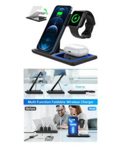 GloboStar® 79707 Επιτραπέζια Σταθερή Βάση Ασύρματης Φόρτισης Fast Charging για Κινητά - Earphones - Smart Watches 15W Max - Μαύρο 19 79707 9