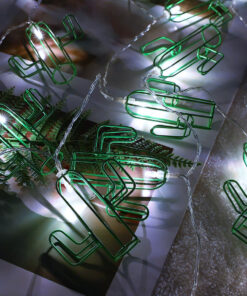 79801 Διακοσμητική Γιρλάντα Green Cactus 3 Μέτρα με Διακόπτη On/Off - 20 LED 2W με Μπαταρίες 2xAA & Διάφανο Καλώδιο IP20 Ψυχρό Λευκό 6000K Μ3m 10 79801 5