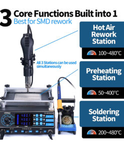 GloboStar® 79973 Ψηφιακός Σταθμός Συγκόλλησης 3in1 με Ψηφιακή Οθόνη - Κολλητήρι - Πιστόλι Θερμού Αέρα Hot Air Soldering Welding Gun - Φούρνος Πλακετών Solder Preheat Welding Oven PCB και PID Προγραμματιζόμενο Σύστημα Ελέγχου Θερμοκρασίας - 1200W 17 79973 7