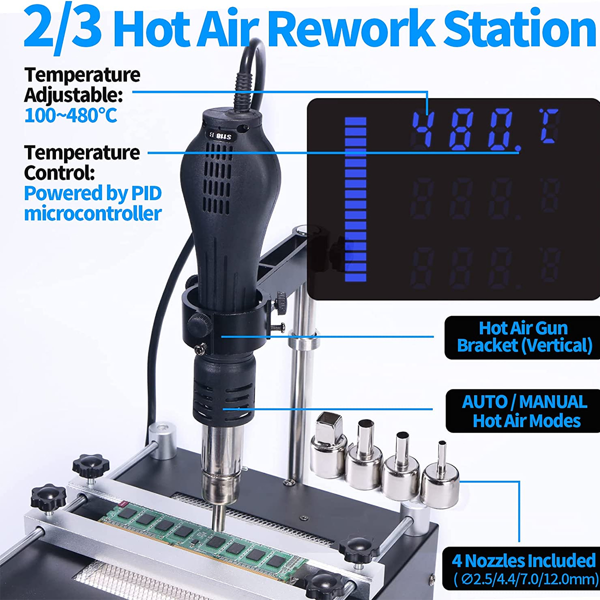 GloboStar® 79973 Ψηφιακός Σταθμός Συγκόλλησης 3in1 με Ψηφιακή Οθόνη - Κολλητήρι - Πιστόλι Θερμού Αέρα Hot Air Soldering Welding Gun - Φούρνος Πλακετών Solder Preheat Welding Oven PCB και PID Προγραμματιζόμενο Σύστημα Ελέγχου Θερμοκρασίας - 1200W 10 GloboStar® 79973 Ψηφιακός Σταθμός Συγκόλλησης 3in1 με Ψηφιακή Οθόνη - Κολλητήρι - Πιστόλι Θερμού Αέρα Hot Air Soldering Welding Gun - Φούρνος Πλακετών Solder Preheat Welding Oven PCB και PID Προγραμματιζόμενο Σύστημα Ελέγχου Θερμοκρασίας - 1200W - Image 8