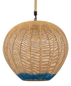 GloboStar® GLOBOSTAR® SIMON 00727 Boho Κρεμαστό Φωτιστικό Οροφής με Ντουί 1 x E27 AC 220-240V IP20 - Μπεζ & Μπλε - Μ50 x Π50 x Y47cm