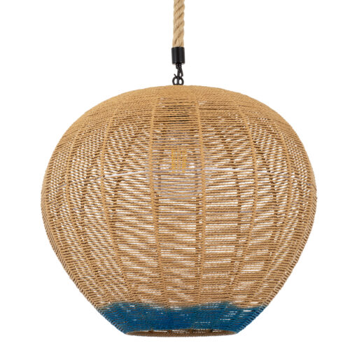GloboStar® GLOBOSTAR® SIMON 00727 Boho Κρεμαστό Φωτιστικό Οροφής με Ντουί 1 x E27 AC 220-240V IP20 - Μπεζ & Μπλε - Μ50 x Π50 x Y47cm
