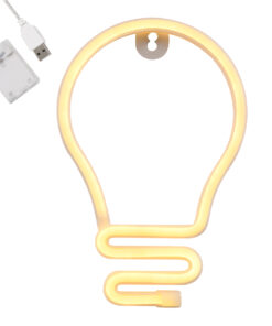 GloboStar® GLOBOSTAR® NEONSIGN 78575 Διακοσμητικό Φωτιστικό Τοίχου Ένδειξης / Σήμανσης "LAMP" LED 2W 100lm 300° DC 5V με USB 2.0 & 3xAA Μπαταρίες IP20 Θερμό Λευκό 2700K - Μ15 x Π1.5 x Υ23cm - 2 Χρόνια Εγγύηση