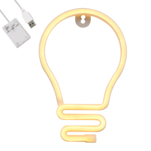 GloboStar® GLOBOSTAR® NEONSIGN 78575 Διακοσμητικό Φωτιστικό Τοίχου Ένδειξης / Σήμανσης "LAMP" LED 2W 100lm 300° DC 5V με USB 2.0 & 3xAA Μπαταρίες IP20 Θερμό Λευκό 2700K - Μ15 x Π1.5 x Υ23cm - 2 Χρόνια Εγγύηση