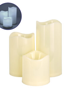 GloboStar® GloboStar® S-79551 ΣΕΤ 3 Διακοσμητικών Realistic Κεριών με LED - Μπαταρίας Ψυχρό Λευκό 6000K