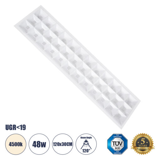 GloboStar® GloboStar® ZEUS 60972 Χωνευτό LED Panel 120x30cm 48W 7200lm 120° CRI≥86Ra UGR