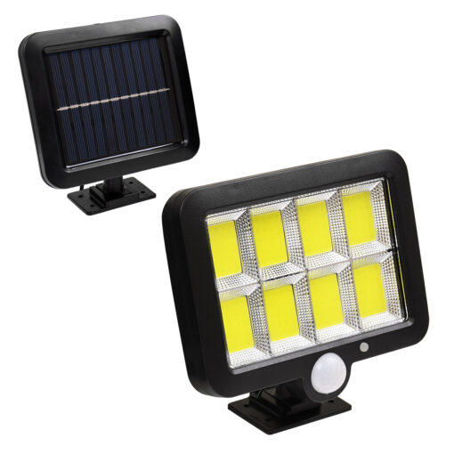 GloboStar® GLOBOSTAR® ZETA 71464 Προβολέας με Ανιχνευτή PIR / Αισθητήρα Κίνησης LED 40W 400lm 120° DC 5V με Φωτοβολταϊκό Panel 5V 2W & Επαναφορτιζόμενη Μπαταρία Li-ion 3.2V 2400mAh Αδιάβροχο IP65 Ψυχρό Λευκό 6000K - Sanan Chip - Μαύρο - Μ15 x Π3.5 x Υ13cm - 2 Χρόνια Εγγύηση