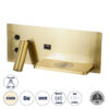 GloboStar® GloboStar® PALADIN 61358 Μοντέρνο Φωτιστικό Τοίχου - Απλίκα Ξενοδοχείου Bed Side LED 6W 720lm 36° AC 220-240V - Reading Light & Κρυφός Φωτισμός - Φορτιστές USB 3A & Wireless 20W - Μ30 x Π11 x Υ12cm - Φυσικό Λευκό 4500K - Χρυσό Βούρτσας - Δεξί
