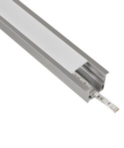 GloboStar® GLOBOSTAR® ALP-LINEAR RECESSA 61787-3M Χωνευτό Προφίλ Αλουμινίου με Λευκό Γαλακτερό Πατητό Κάλυμμα για Ταινίες LED IP20 - Γκρι Ανθρακί Ματ - Μ300 x Π3.5 x Υ4cm