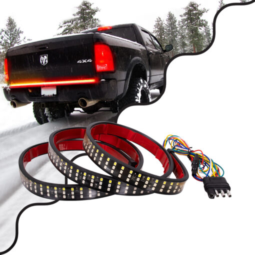 GloboStar® GloboStar® 85330 Car Backlit LED Strip Εύκαμπτη Ταινία 150cm Σήμανσης DRL Αυτοκινήτου 6 Προγραμμάτων Φωτισμού LED SMD 2835 80W DC 12V Αδιάβροχη IP68 Πορτοκαλί - Κόκκινο - Ψυχρό Λευκό 6000K