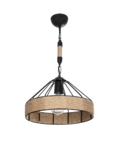 GloboStar® GLOBOSTAR® ZION 203-0003 Vintage Κρεμαστό Φωτιστικό Οροφής με Ντουί 1 x E27 AC 220-240V IP20 - Μαύρο & Μπεζ - Μ33 x Π33 x Υ29cm