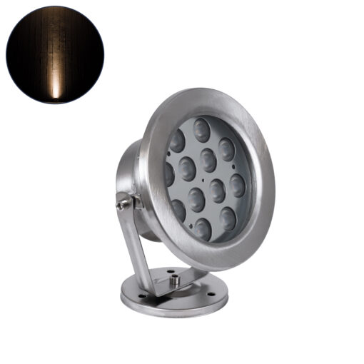 GloboStar® GLOBOSTAR® UNDERWATER-DENIS 90429 Υποβρύχιος Προβολέας Σποτ για Σιντριβάνια/Πισίνες LED 12W 1080lm 30° DC 24V Αδιάβροχο IP68 Θερμό Λευκό 2700K Dimmable - Ανοξείδωτο Ατσάλι 304 - Μ14.5 x Π7 x Υ17cm - 3 Χρόνια Εγγύηση