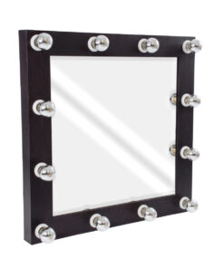 GloboStar® GloboStar® MAKEUP MIRROR-80x80-2 Μοντέρνος Καθρέπτης Μακιγιάζ με Πλαίσιο Φυσικού Ξύλου με Διακόπτη On/Off 12 x E27 AC220-240V - Μ80 x Π7 x Υ80cm - Καφέ Wenge