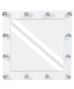 Alternative view of GloboStar® MAKEUP MIRROR-80x80-4 Μοντέρνος Καθρέπτης Μακιγιάζ με Πλαίσιο Φυσικού Ξύλου με Διακόπτη On/Off 12 x E27 AC220-240V - Μ80 x Π7 x Υ80cm - Λευκή Λάκα