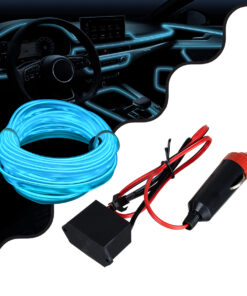 GloboStar® GloboStar® 82204 TUBE 360° Degree Διακοσμητική EL-Wire Neon Αυτοκινήτου Κορδόνι ΣΕΤ 3m 1W/3m 30lm/m 360° DC 12V με Βύσμα Αναπτήρα Αυτοκινήτου Αδιάβροχη IP68 Γαλάζιο
