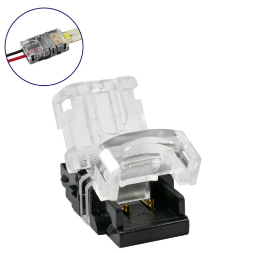 GloboStar® GloboStar® 70716 Αδιάβροχος Ταχυσύνδεσμος Ένωσης IP65 - Strip To Cable Connector για Ένωση 1 x Μονόχρωμης Αδιάβροχης Ταινίας LED Πλάτους 8mm με 1 x Καλώδιο Τροφοδοσίας