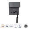 GloboStar® GLOBOSTAR® IBIS 61369 Μοντέρνο Φωτιστικό Τοίχου - Απλίκα Ξενοδοχείου Reading Light με Φορτιστή USB 3A LED 10W 1100lm 36° & 360° AC 220-240V IP20 Φυσικό Λευκό 4500K - Bridgelux COB Chip & TÜV SÜD Driver - Γκρι Ανθρακί Ματ - Μ10 x Π6.1 x Υ18cm - 3 Χρόνια Εγγύηση