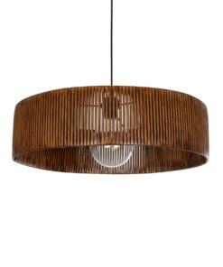 GloboStar® GLOBOSTAR® KYCLOS 203-0045 Boho Κρεμαστό Φωτιστικό Οροφής με Ντουί 1 x E27 AC 220-240V IP20 - Καφέ - M55 x Π55 x Υ20cm