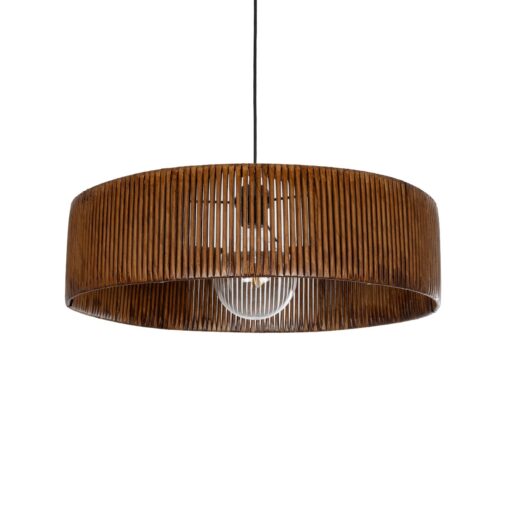 GloboStar® GLOBOSTAR® KYCLOS 203-0045 Boho Κρεμαστό Φωτιστικό Οροφής με Ντουί 1 x E27 AC 220-240V IP20 - Καφέ - M55 x Π55 x Υ20cm