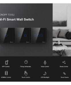 GloboStar® 80020 SONOFF T3EU3C-TX-EU-R2 - Wi-Fi Smart Wall Touch Button Switch 3 Way TX GR Series 18 80020 5