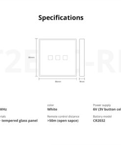 GloboStar® 80067 SONOFF T2EU3C-RF - 433MHz Wireless Smart Wall Touch Button Switch 3 Way - RF Series 29 80067 15