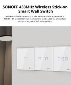 Alternative view of GloboStar® 80067 SONOFF T2EU3C-RF - 433MHz Wireless Smart Wall Touch Button Switch 3 Way - RF Series