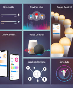 GloboStar® 80072 SONOFF B05-BL-A60 - LED BULB E27 A60 806lm 9W WiFi+Bluetooth RGBW (RED + Green + Blue + Cool White) Dimming Smart Bulb RGBW 24 80072 4