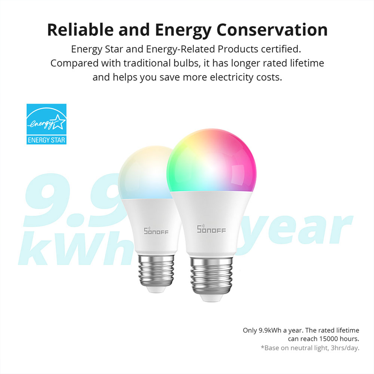 GloboStar® 80072 SONOFF B05-BL-A60 - LED BULB E27 A60 806lm 9W WiFi+Bluetooth RGBW (RED + Green + Blue + Cool White) Dimming Smart Bulb RGBW 6 GloboStar® 80072 SONOFF B05-BL-A60 - LED BULB E27 A60 806lm 9W WiFi+Bluetooth RGBW (RED + Green + Blue + Cool White) Dimming Smart Bulb RGBW - Image 4