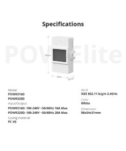 GloboStar® 80079 SONOFF POW Elite POWR316D Smart WiFi Real Time Power Consumption AC 100-240V MAX 16A 45 80079 23