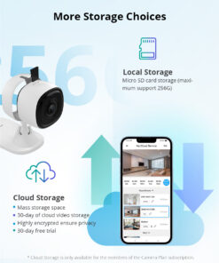 GloboStar® 80105 SONOFF S-CAM Slim Smart Home Security Camera WiFi 2.4GHz 1080P 130° Two Way Audio - Local & Cloud Storage - Nigh Vision - Motion Detection - Motion Alarm DC 5V 1A 24 80105 11