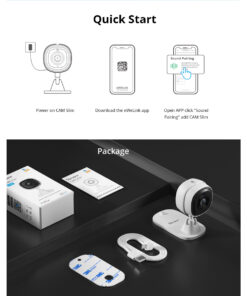 GloboStar® 80105 SONOFF S-CAM Slim Smart Home Security Camera WiFi 2.4GHz 1080P 130° Two Way Audio - Local & Cloud Storage - Nigh Vision - Motion Detection - Motion Alarm DC 5V 1A 26 80105 13