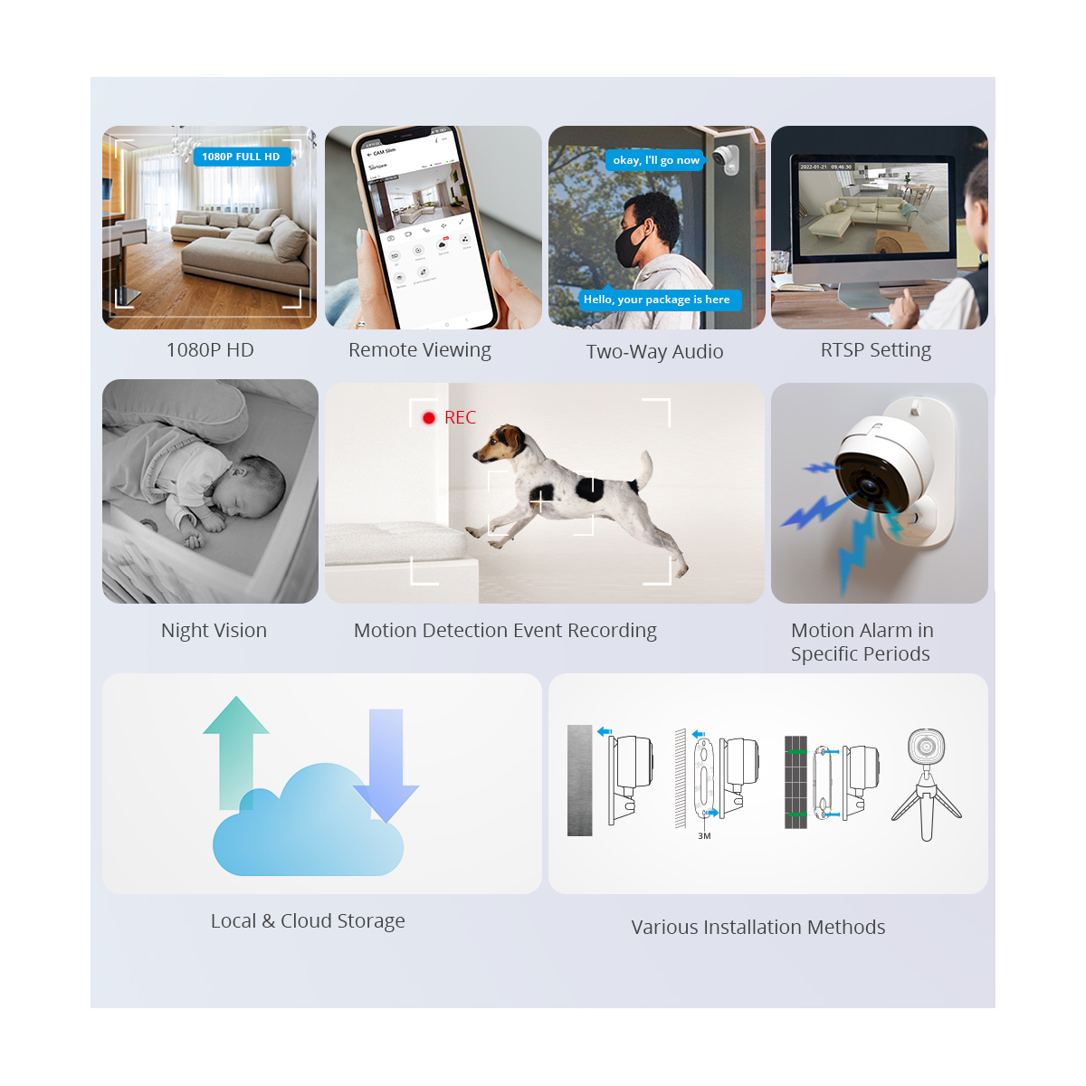 GloboStar® 80105 SONOFF S-CAM Slim Smart Home Security Camera WiFi 2.4GHz 1080P 130° Two Way Audio - Local & Cloud Storage - Nigh Vision - Motion Detection - Motion Alarm DC 5V 1A 5 GloboStar® 80105 SONOFF S-CAM Slim Smart Home Security Camera WiFi 2.4GHz 1080P 130° Two Way Audio - Local & Cloud Storage - Nigh Vision - Motion Detection - Motion Alarm DC 5V 1A - Image 3