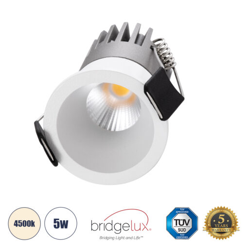 GloboStar® GloboStar® MICRO-S 60236 Χωνευτό LED Spot Downlight TrimLess Φ4cm 5W 650lm 38° AC 220-240V IP20 Φ4 x Υ5.9cm - Στρόγγυλο - Λευκό - Φυσικό Λευκό 4500K - Bridgelux COB - 5 Years Warranty