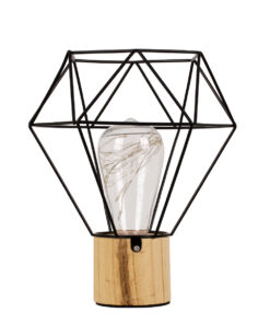 GloboStar® GloboStar® ANTLER 01441 Επιτραπέζιο Φωτιστικό Πορτατίφ LED -W -lm -° DC 5V IP20 Θερμό Λευκό 3000K Μαύρο Μέταλλο με Μπεζ Ξύλο - Μ19 x Π19 x Υ23cm - 2 Xρόνια Εγγύηση