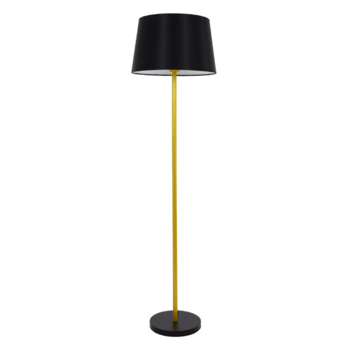 GloboStar® GloboStar® CEDAR 00829 Μοντέρνο Επιδαπέδιο Φωτιστικό Μονόφωτο 1 x E27 IP20 Χρυσό Μέταλλο με Μαύρο Ύφασμα - Μ40 x Π40 x Υ148cm