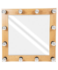 Alternative view of GloboStar® MAKEUP MIRROR-80x80-1 Μοντέρνος Καθρέπτης Μακιγιάζ με Πλαίσιο Φυσικού Ξύλου με Διακόπτη On/Off 12 x E27 AC220-240V - Μ80 x Π7 x Υ80cm - Μπεζ Δρυς